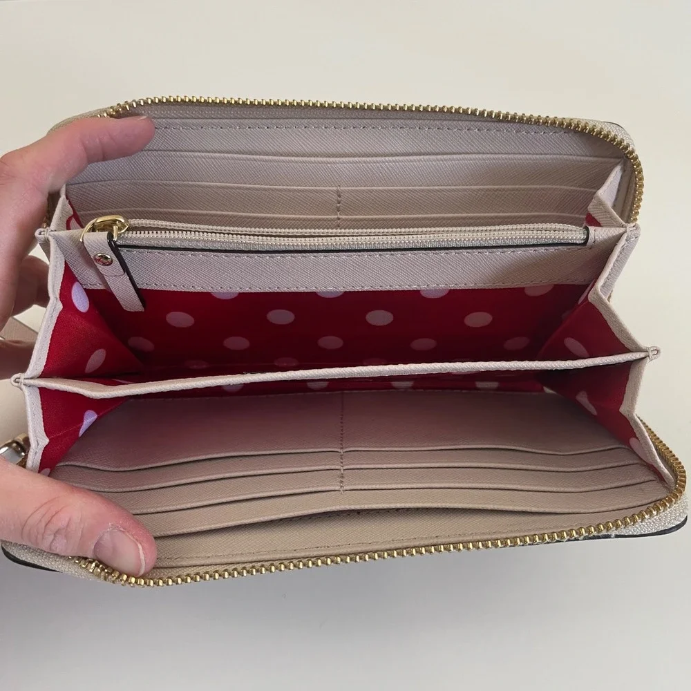Kate Spade Disney Minnie Mouse Wristlet Wallet Lacey Continental Leather Zip